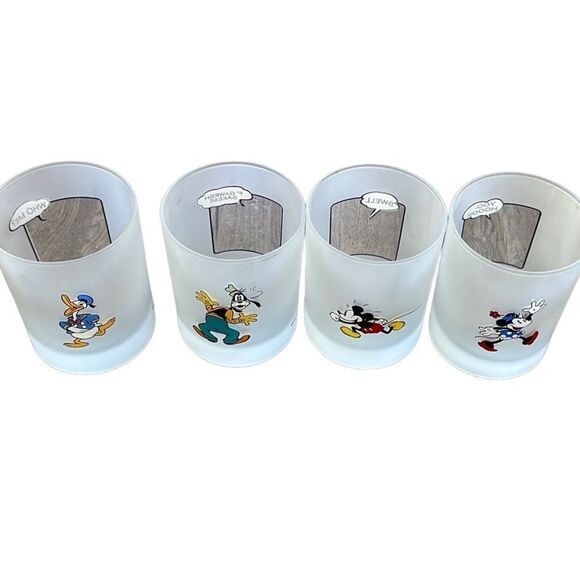 Collectible Disney Frosted Glasses Set of 4 | Mickey, Minnie, Donald & Goofy - Picture 1 of 7